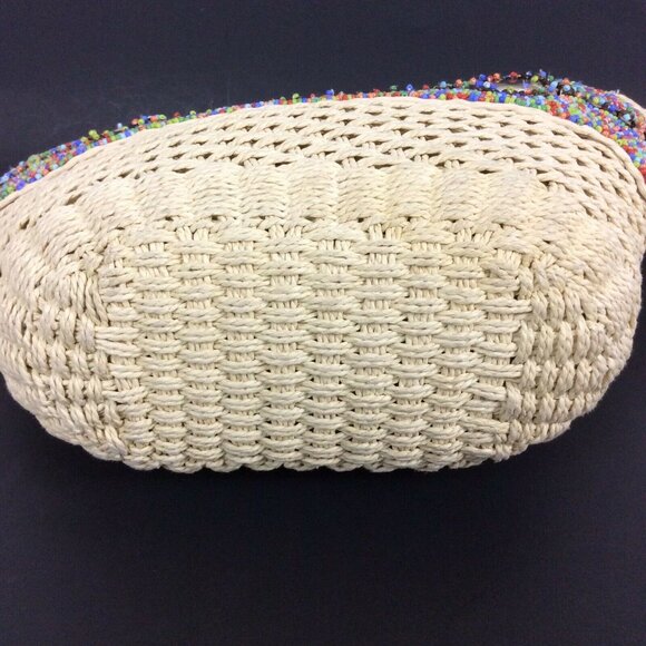 Cappelli Straworld Straw Tote Handbag With Beaded Design & Shell Accents - Picture 5 of 10